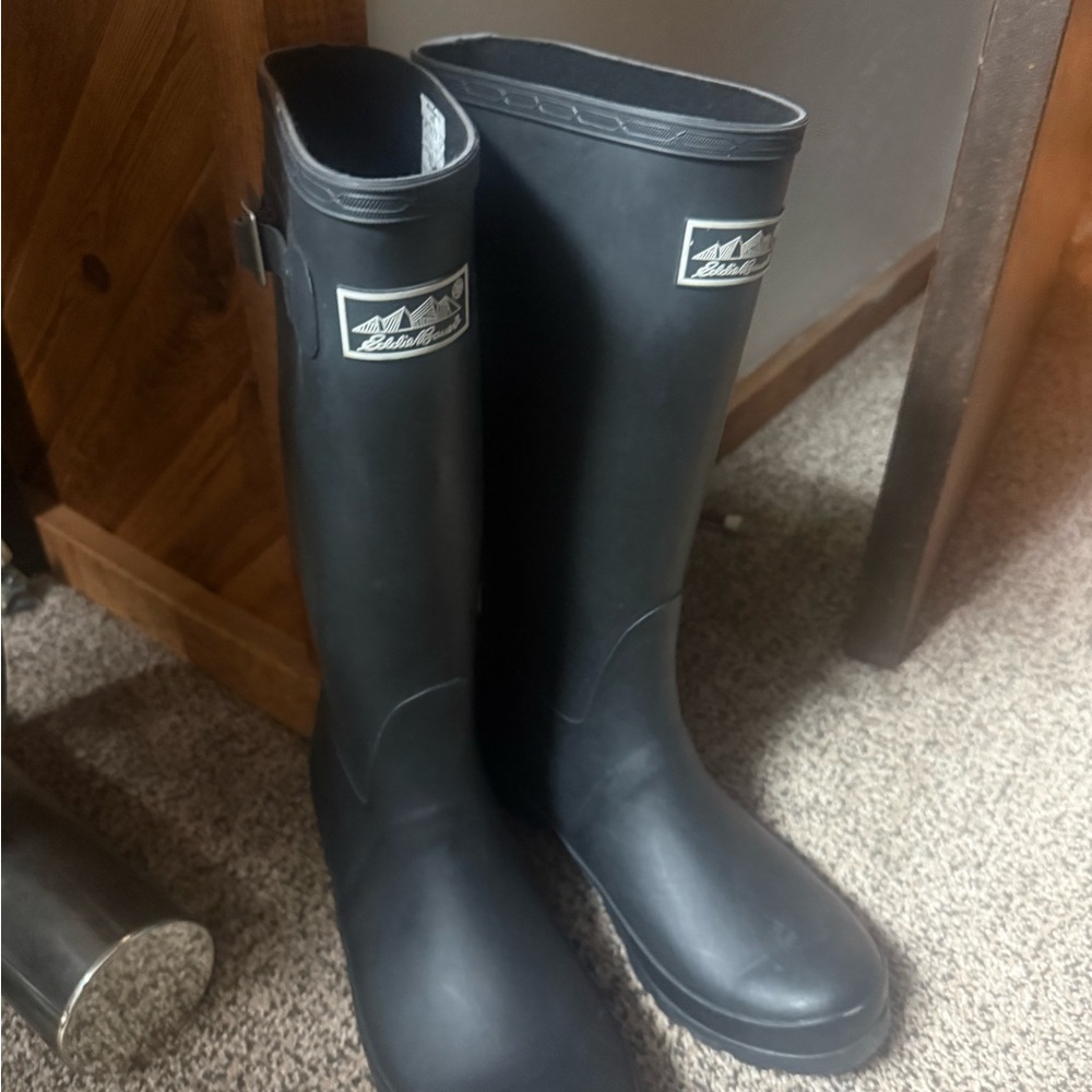 Eddie Bauer Black Tall Waterproof Rain Boots
